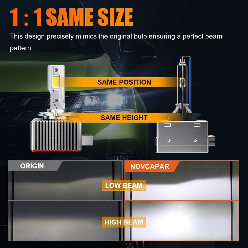 NOVCAPAR D3S D3R LED bulbs deliver 600% brighter night visibility