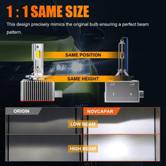 NOVCAPAR D3S D3R LED bulbs deliver 600% brighter night visibility