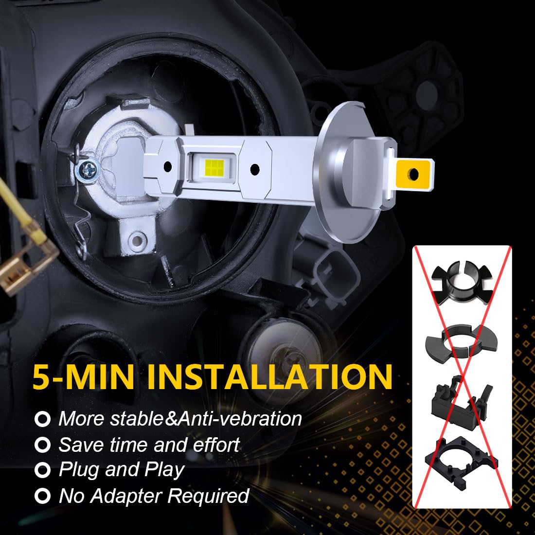 NOVCAPAR H1 LED bulbs fanless construction for silent operation
