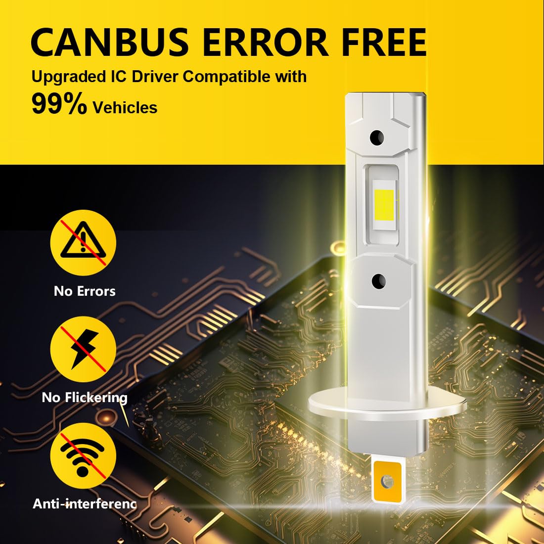 NOVCAPAR H1 LED bulbs road illumination at 6500K for crisper view