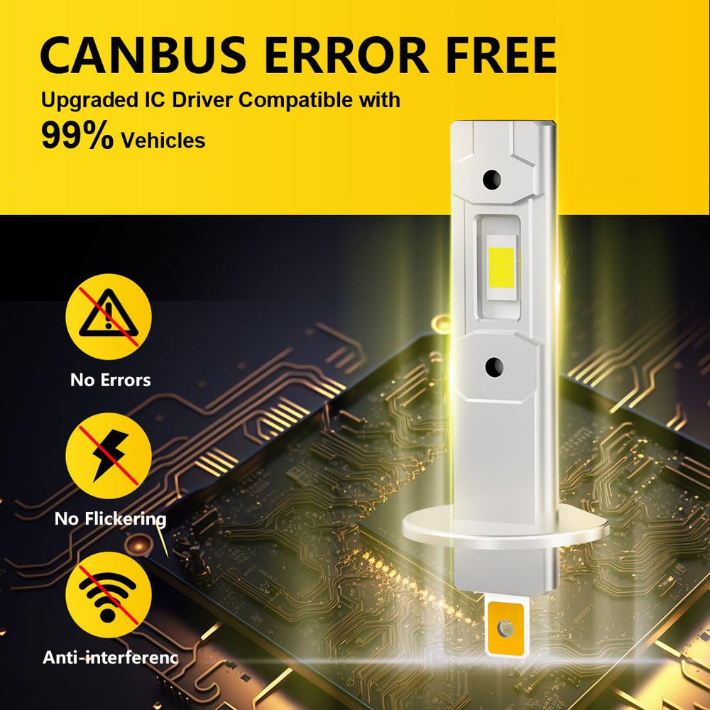NOVCAPAR H1 LED bulbs road illumination at 6500K for crisper view