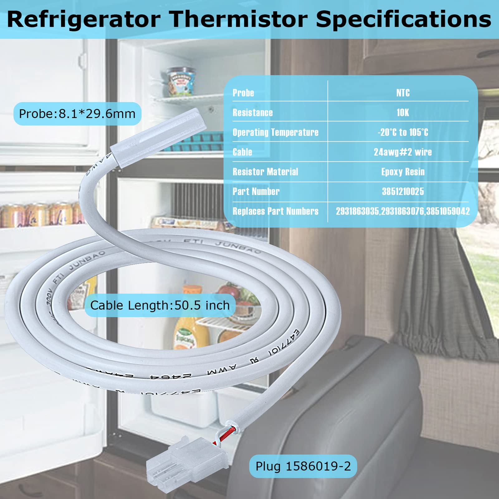 NOVINO epoxy-coated thermistor protects against wear and moisture in RVs.