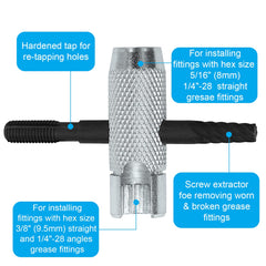 NOVINO Grease Zerk Tool side view highlighting rugged, heavy-duty construction