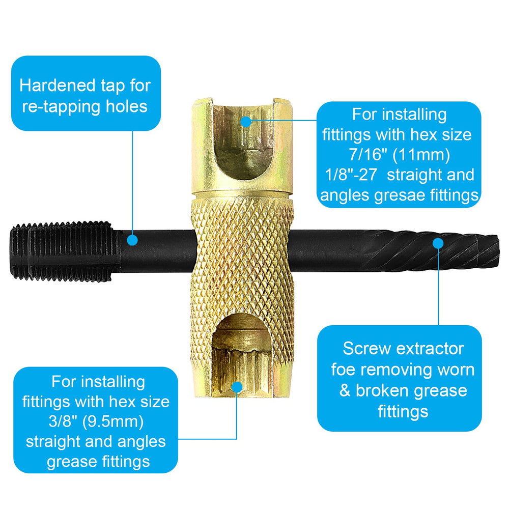 NOVINO thread-cleaner taps clear threads for reliable re-tapping of fittings.