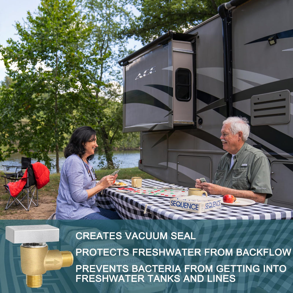 NOVINO vacuum breaker installation shown in vertical orientation for proper seal