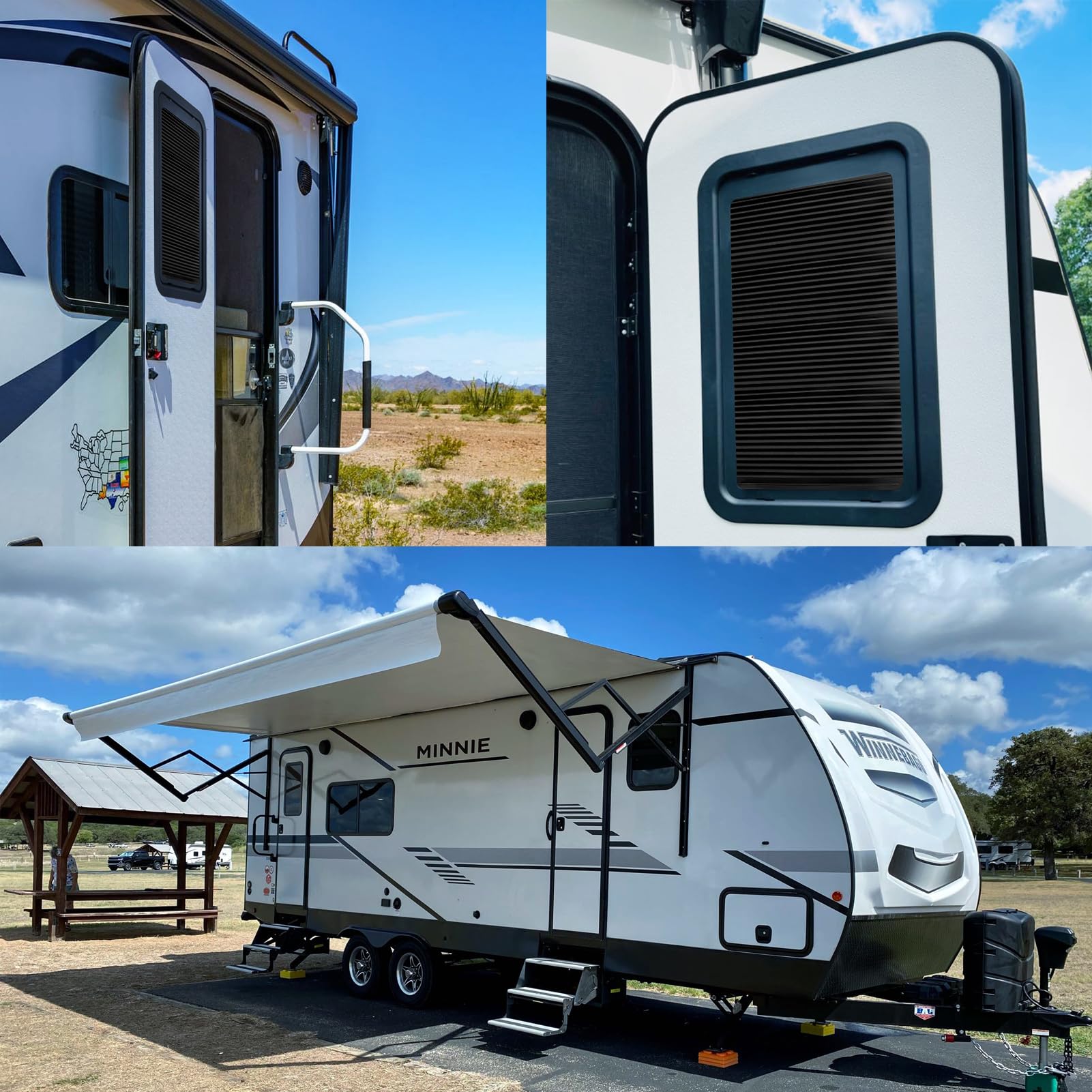 NOVINO UV-ray protection shade for camper windows blocks sun exposure.