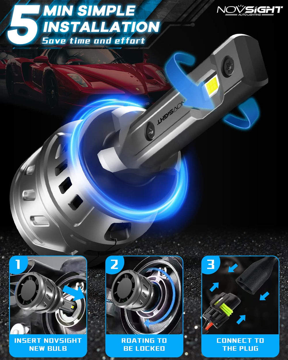 NOVSIGHT 880 fog light emitting glare-free beam for oncoming traffic