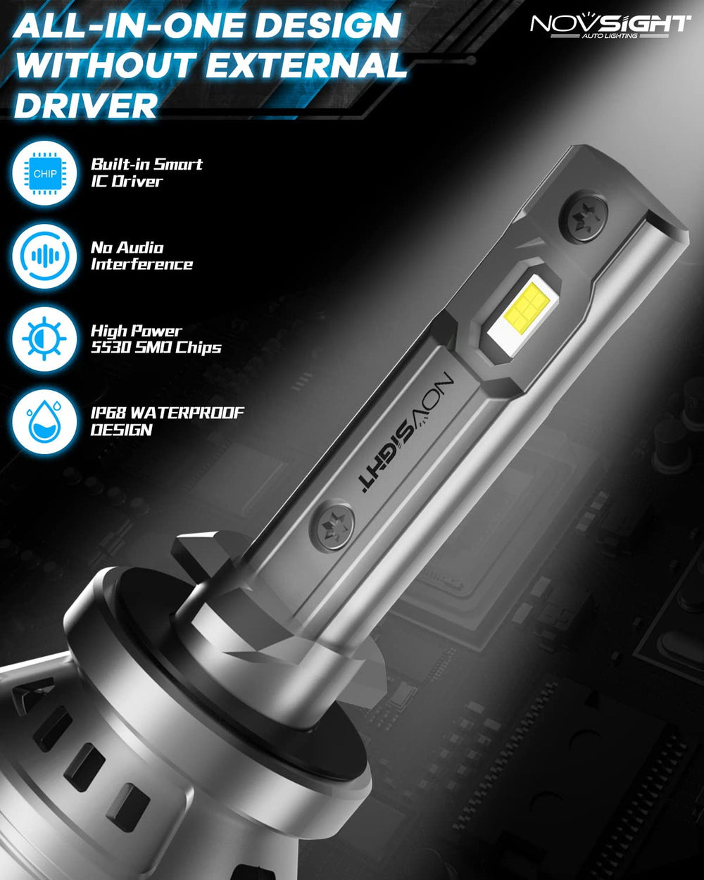 NOVSIGHT 880 fog light compatible with 99% of vehicles