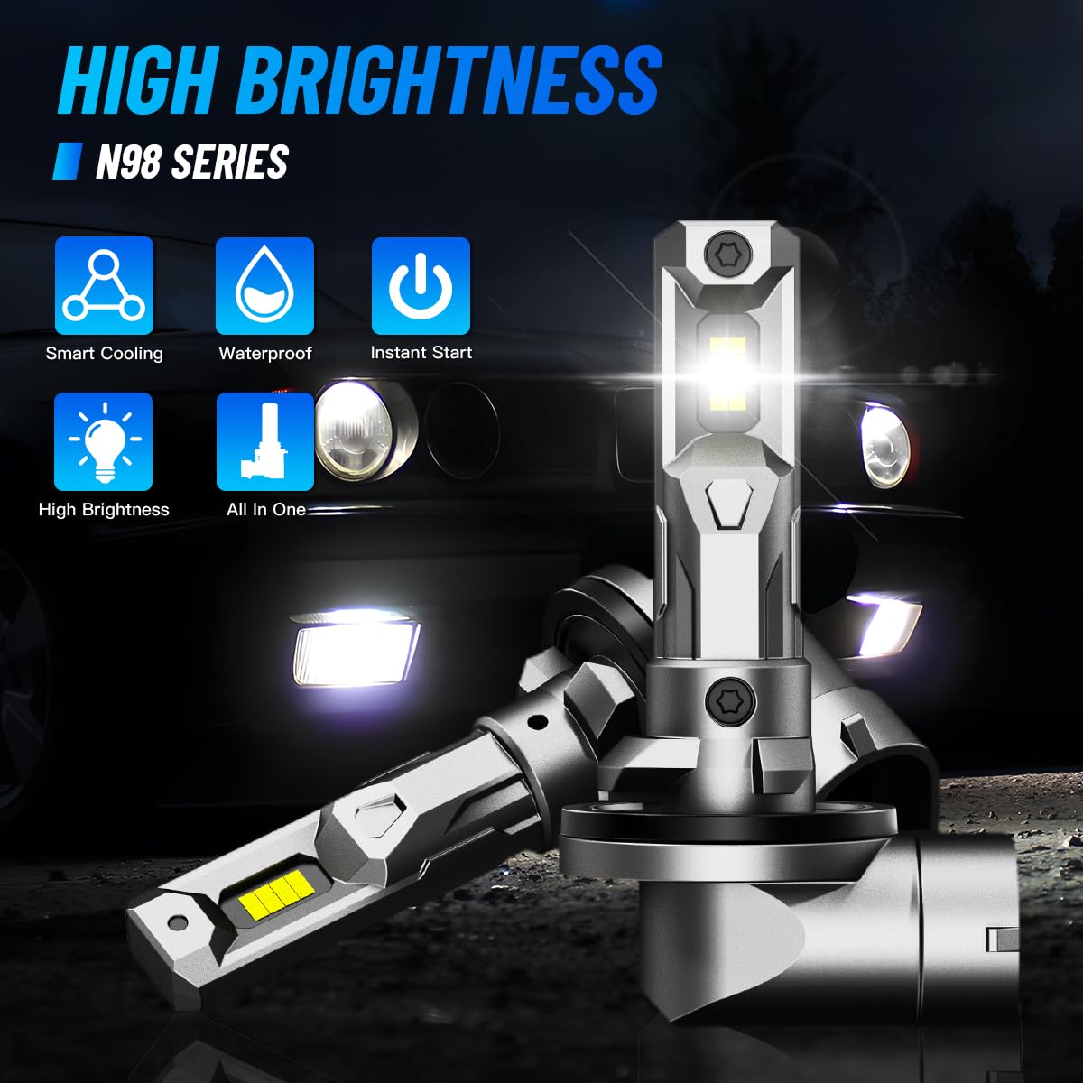 NOVSIGHT 881 LED fog light beam pattern provides focused, glare-free road illumination.