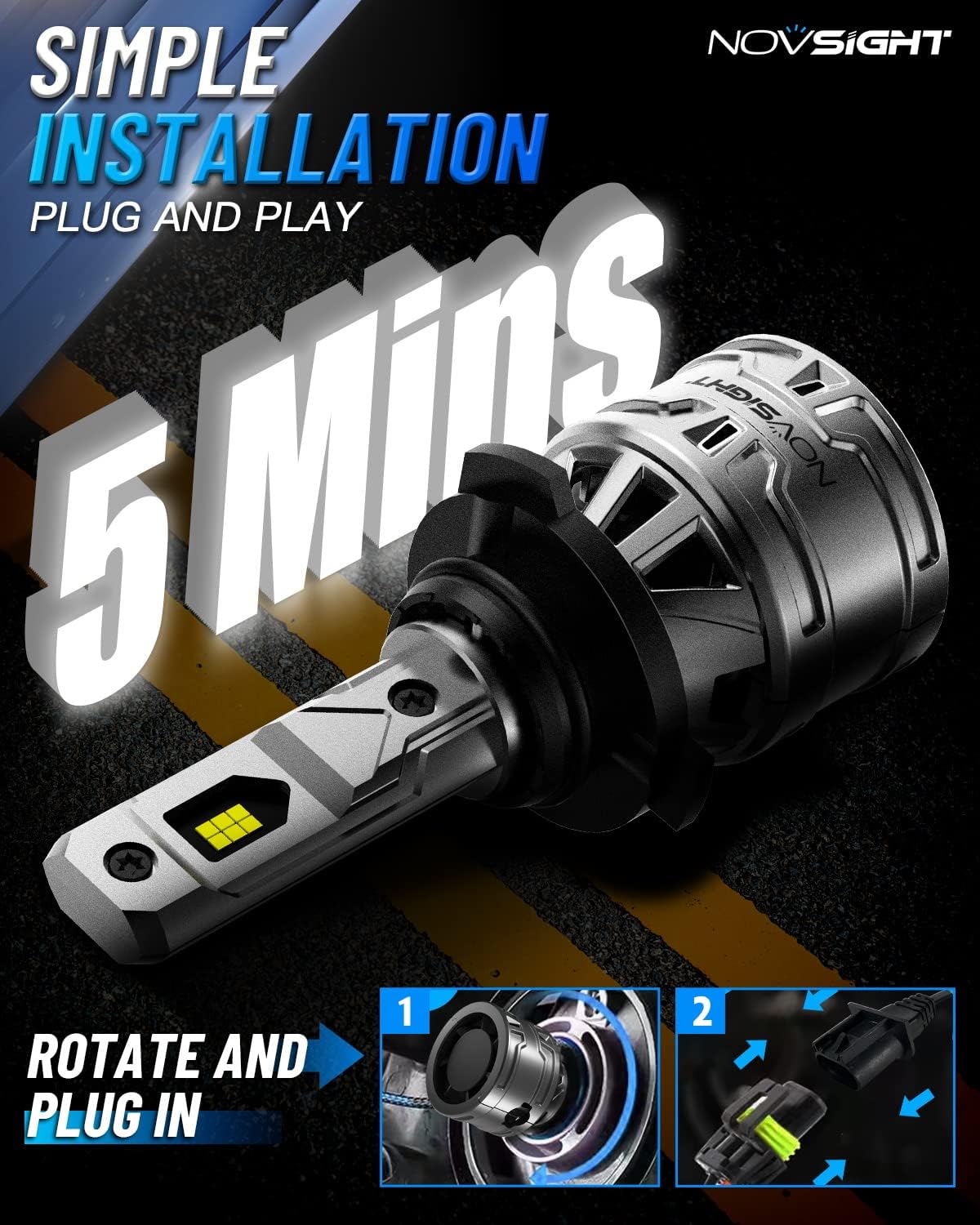 NOVSIGHT H10 6500K beam for brighter night visibility