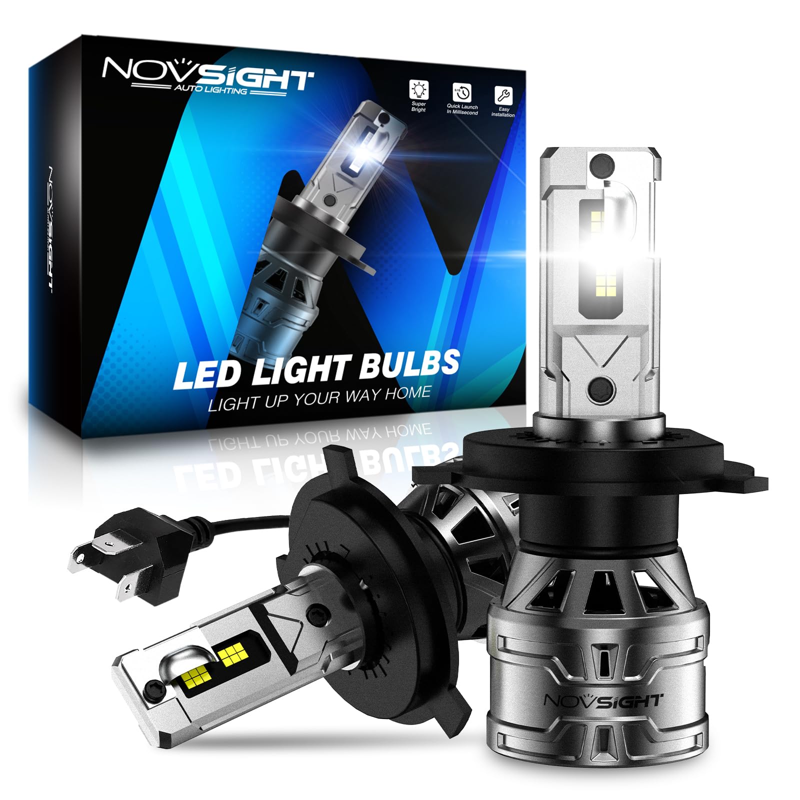 NOVSIGHT H4 fog bulb assembly delivering brighter nighttime visibility