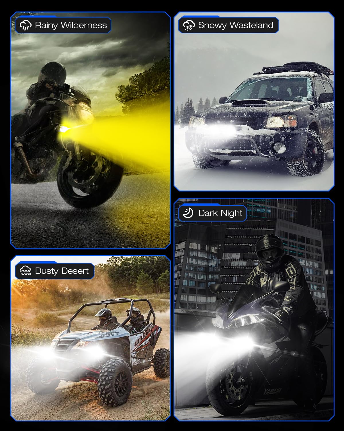 NOVSIGHT LED pods mounted on bumper deliver enhanced off-road visibility.