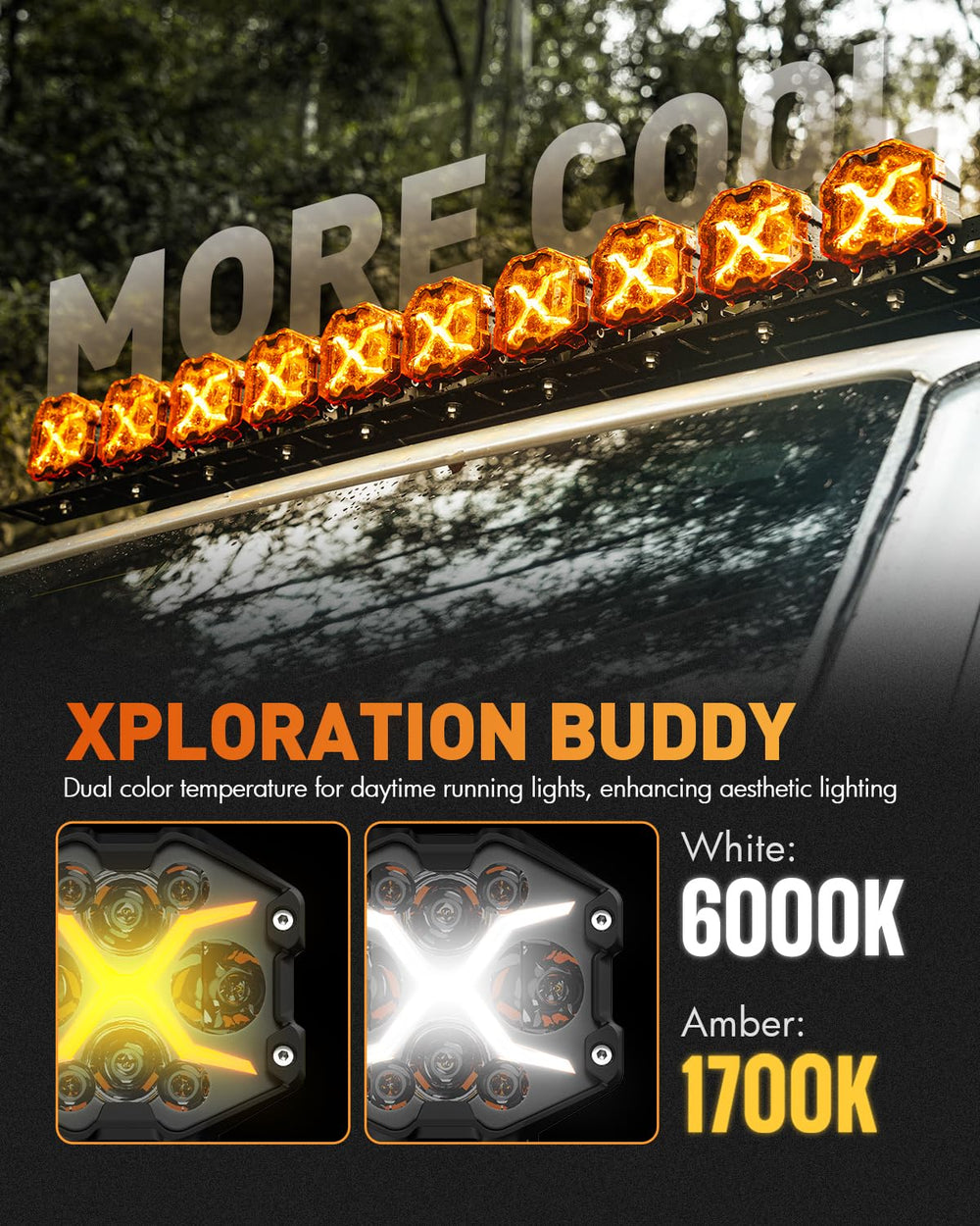 NOVSIGHT X-Series LED pod with amber drive beam for night clarity