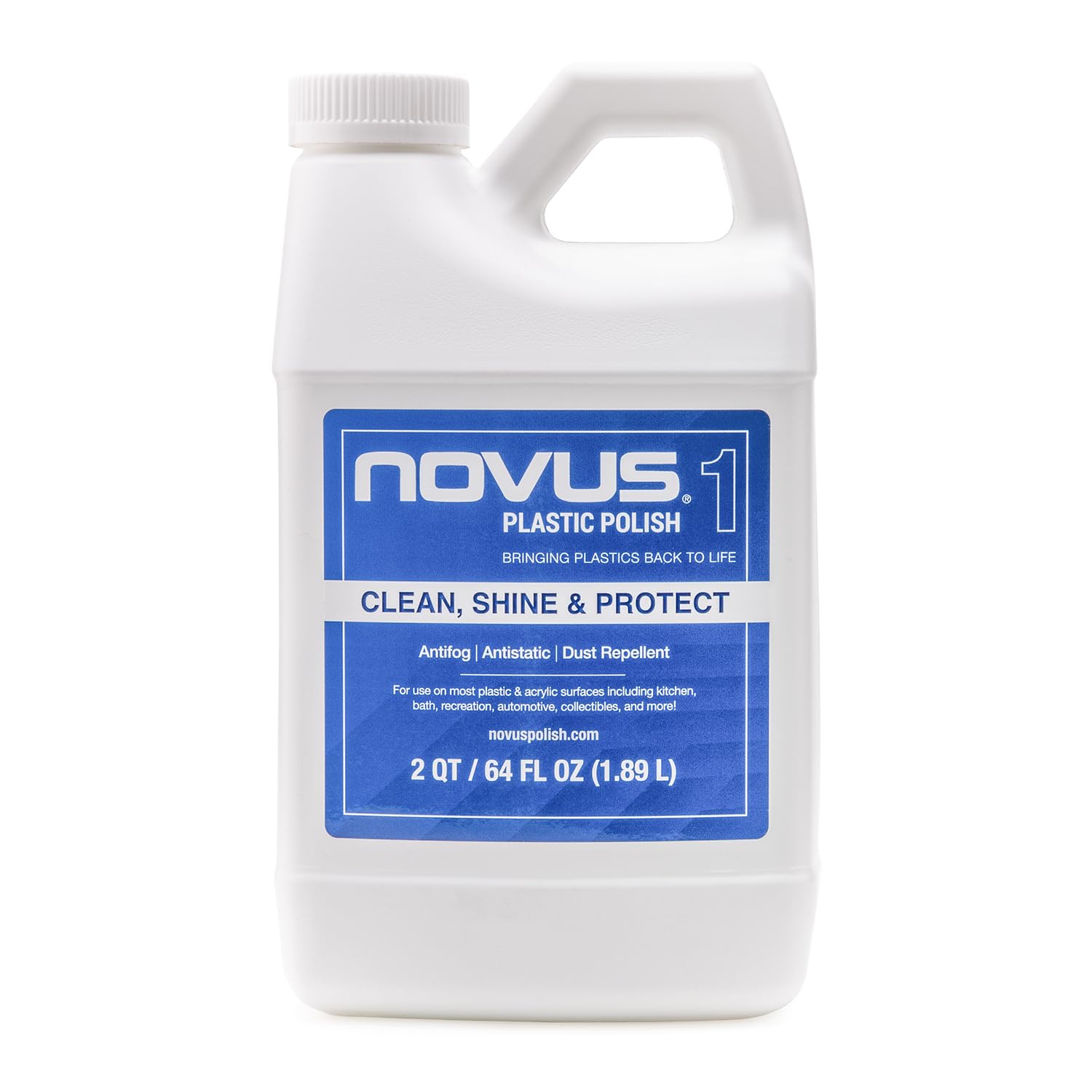 Novus 7050 bottle for a clean, glossy finish on plastic surfaces
