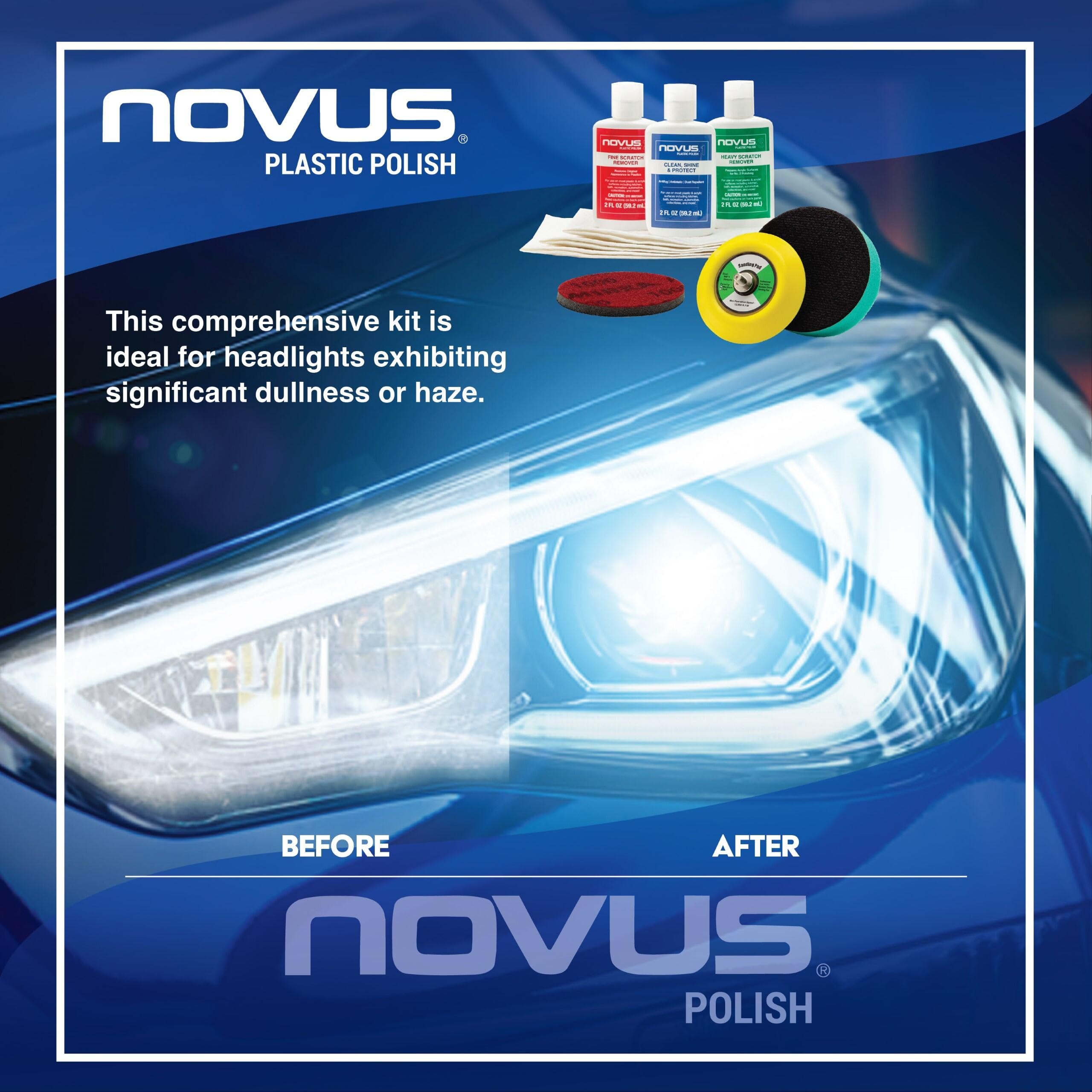 Novus Clear backing pad drill attachment for easy buffing.