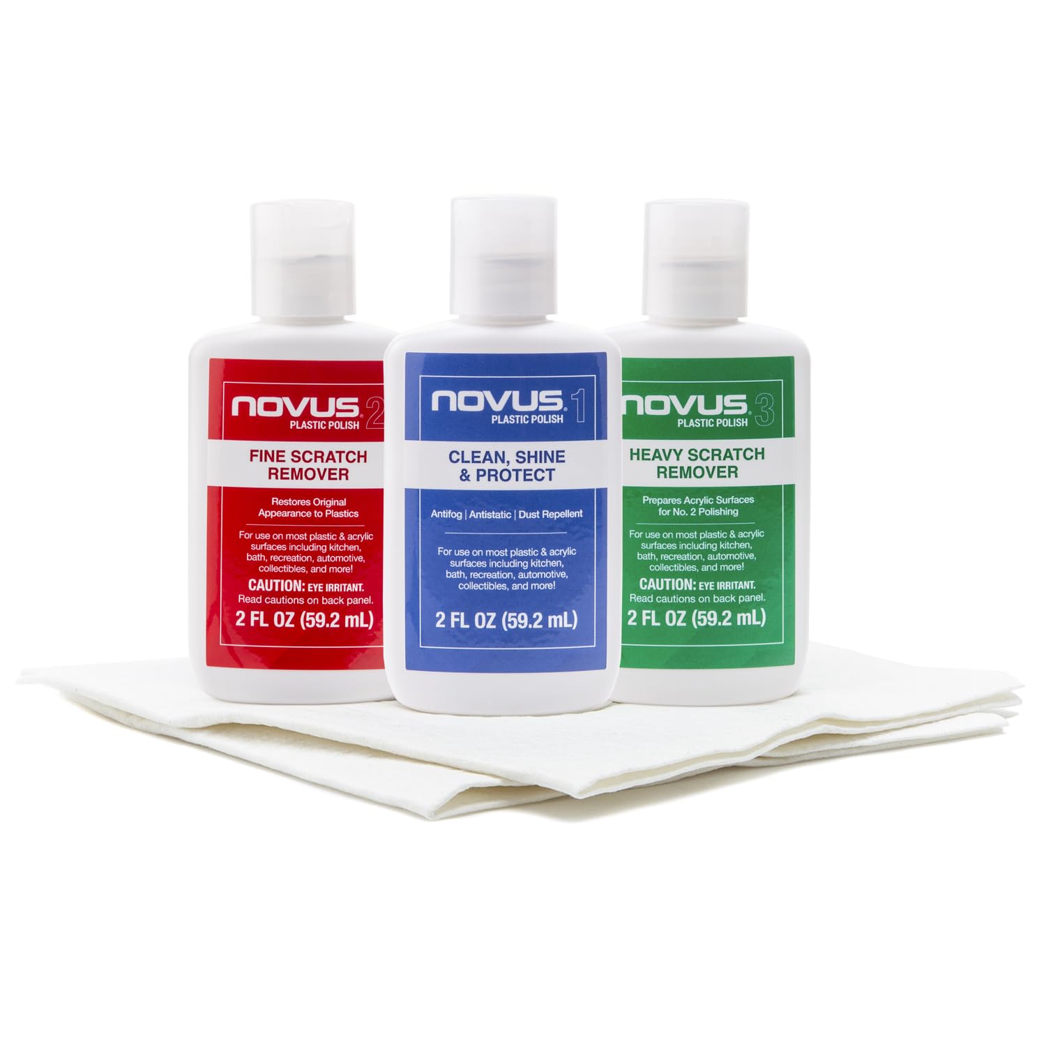Novus PK1-2 bottle clean restores plastic clarity with an easy wipe
