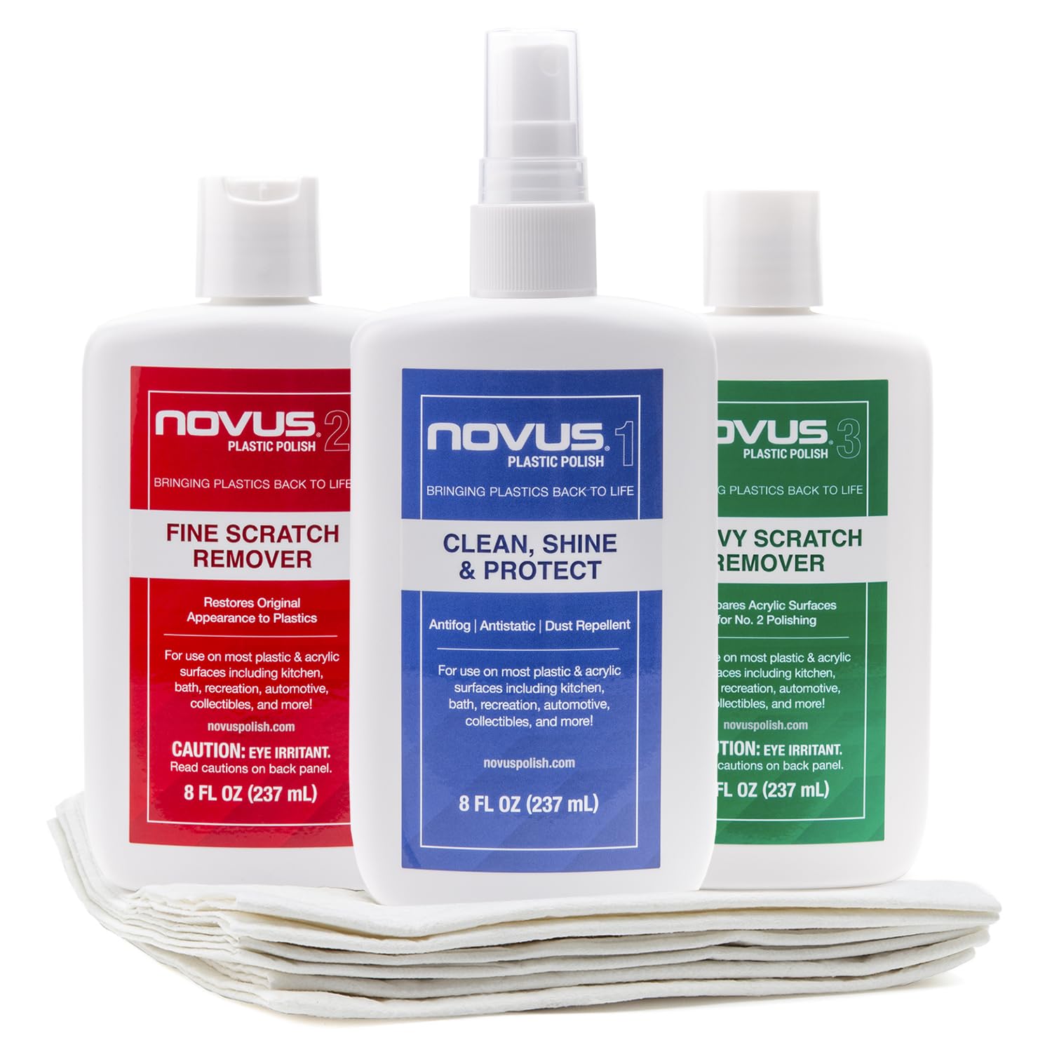 Novus PK1-8 plastic polish bottle for bright, clear shine