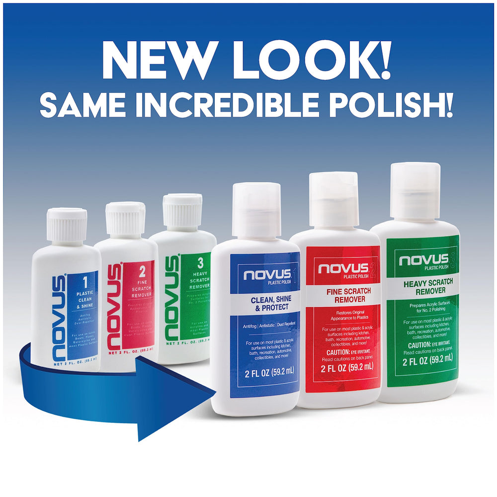 Novus PK2 8oz fine scratch remover bottle reduces fine scratches.