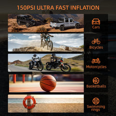 Novyllis unit shows real-time tire pressure on the digital display during inflation.