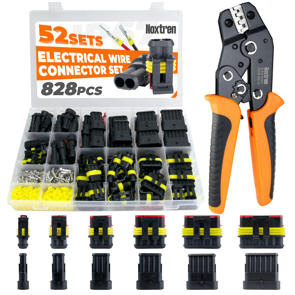 Noxtren 828-piece kit cover showing 52 connector sets for organized wiring
