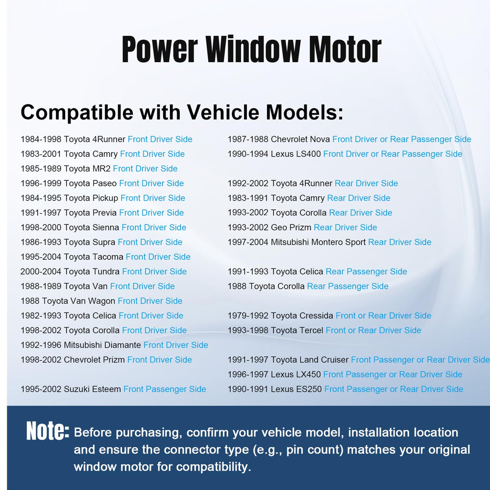 NPAUTO Camry/Corolla window motor 742-600 delivers reliable power