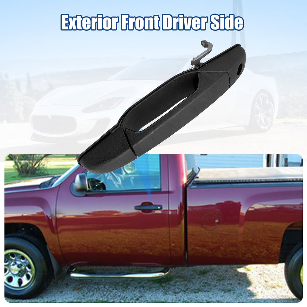 NPAUTO driver door handle close-up in black highlights premium material and precise fit.