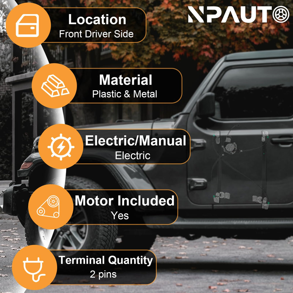 NPAUTO front-driver-side regulator motor installation view for easy replacement on compatible minivans