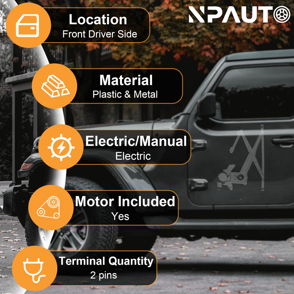 NPAUTO front-left regulator motor assembly for Dodge Ram fits directly for easy replacement.