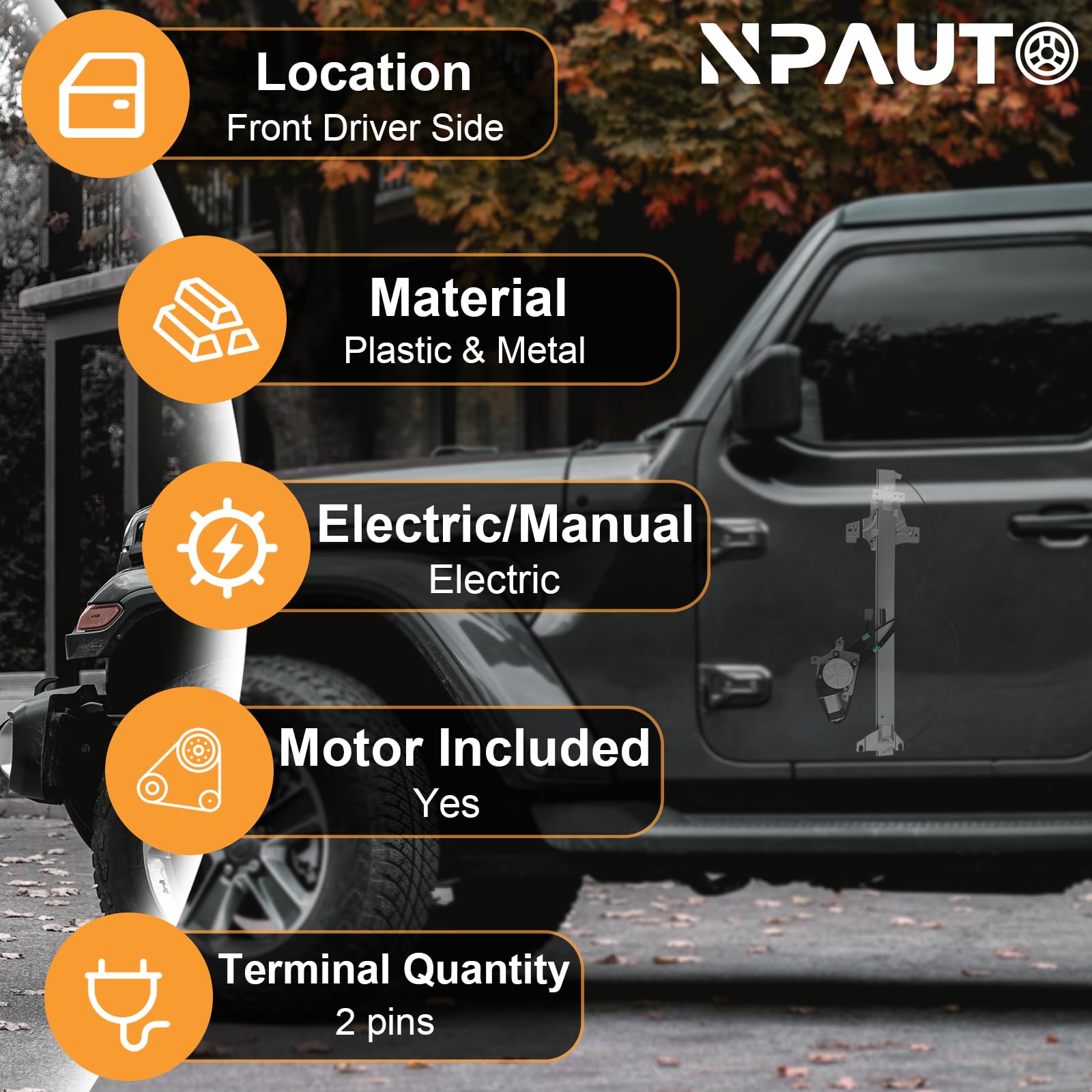 NPAUTO front driver window regulator with motor for Ford E-150 Club Wagon left side ensures smooth operation