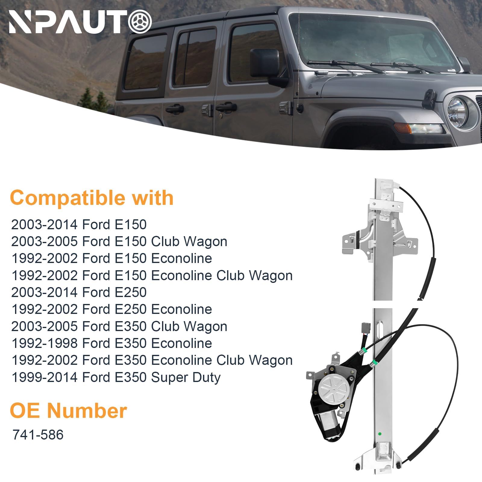 NPAUTO front driver window regulator with motor for Ford E-250 left side ensures smooth operation