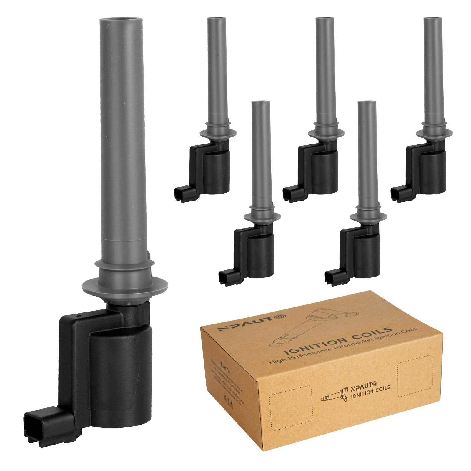 NPAUTO ignition coil pack 6 in box, ready for installation to improve startup reliability.