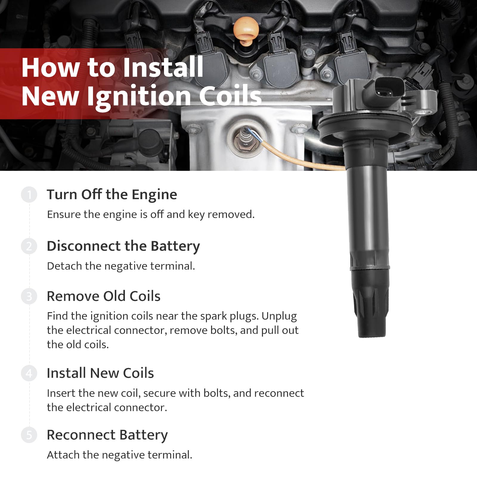 NPAUTO Lincoln MKZ ignition coils for power consistency