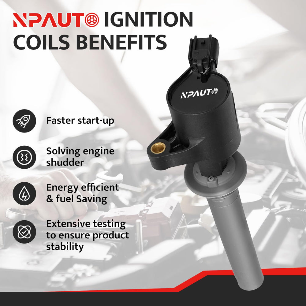 NPAUTO ignition coil pack 6 installed under the hood for smoother operation.