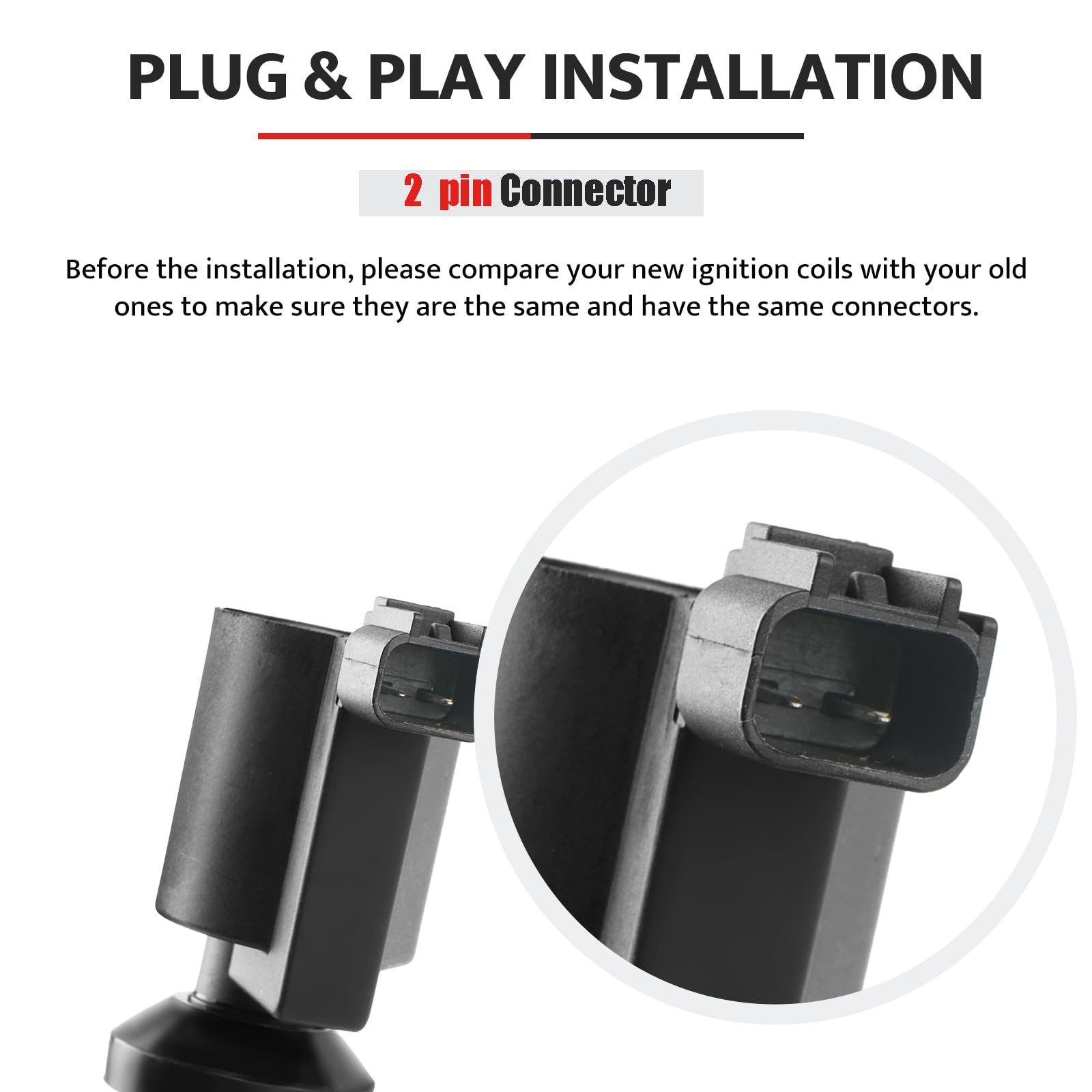 NPAUTO ignition coil pack label and connectors close-up for quick installation