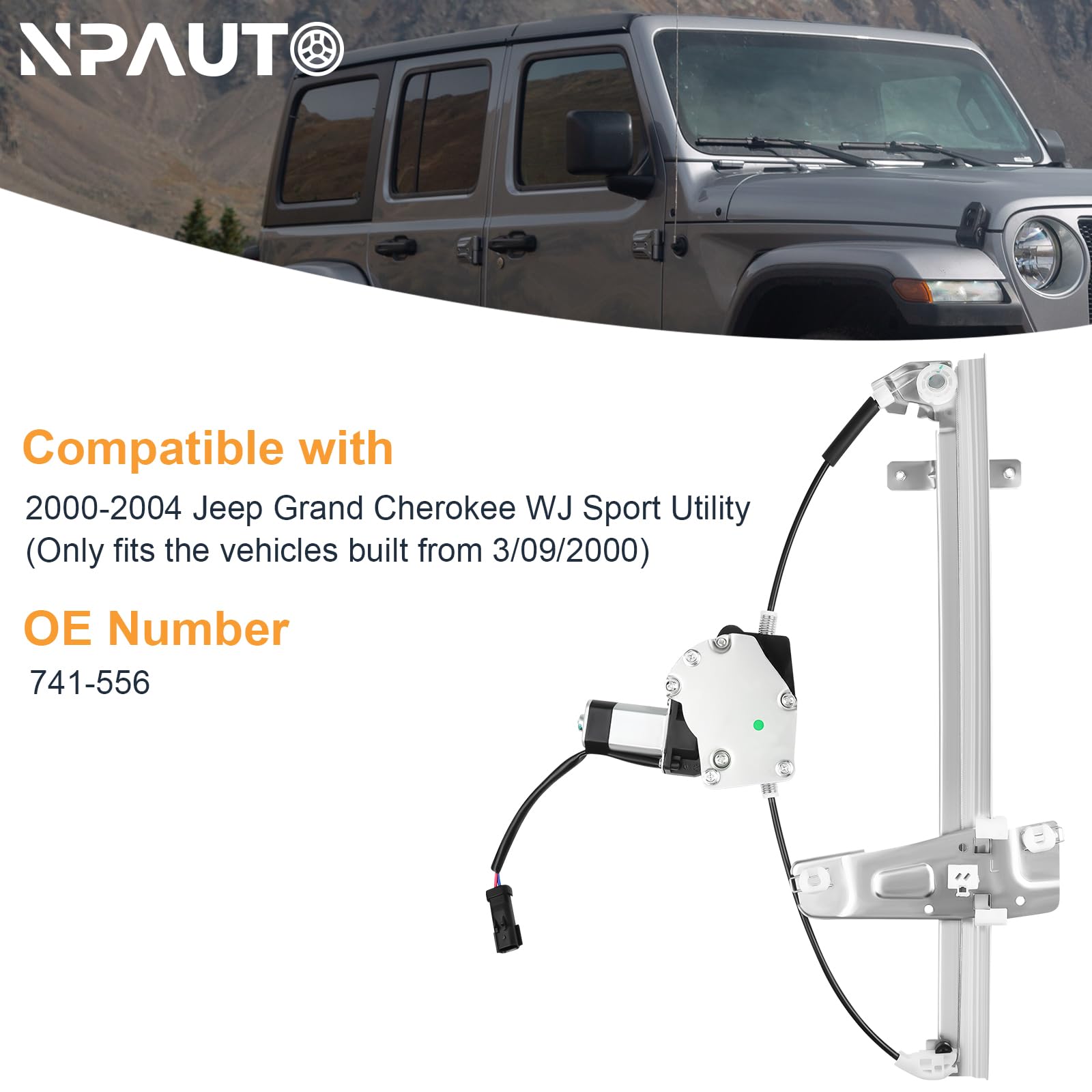 NPAUTO front left regulator for Jeep Grand Cherokee WJ, OE-style, reliable operation