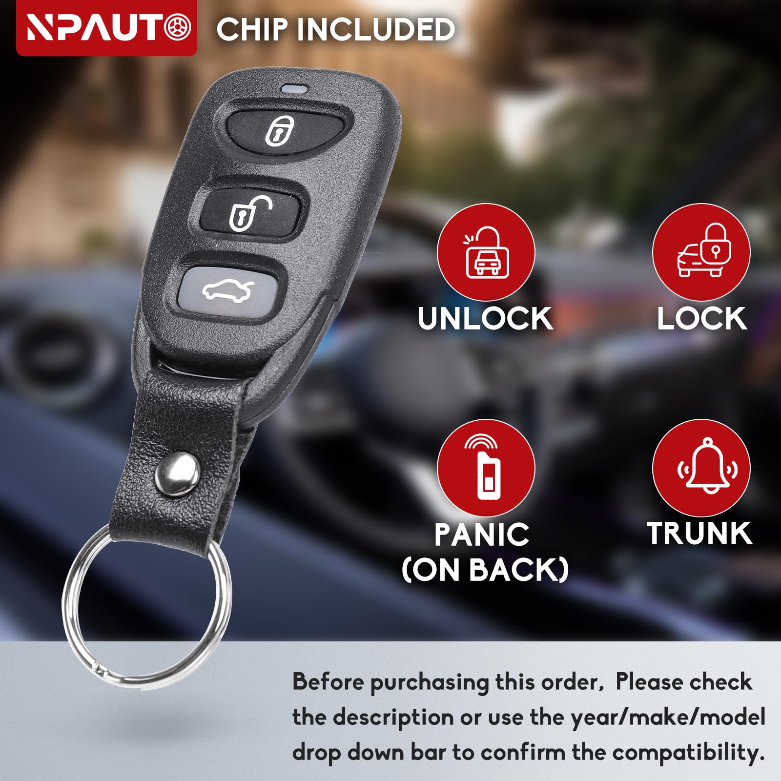 NP Auto OSLOKA-950T remote back with button layout visible for Sonata