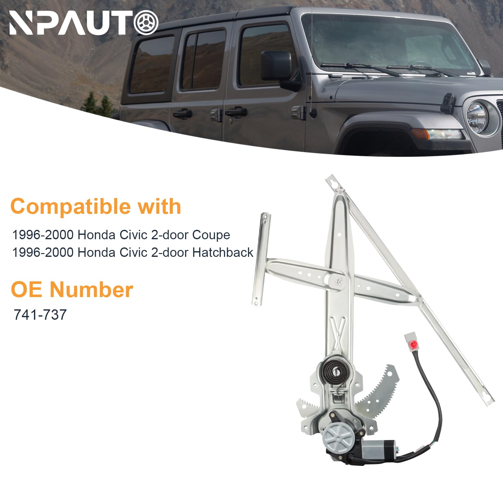 NPAUTO power window regulator motor assembly provides quiet, consistent movement.