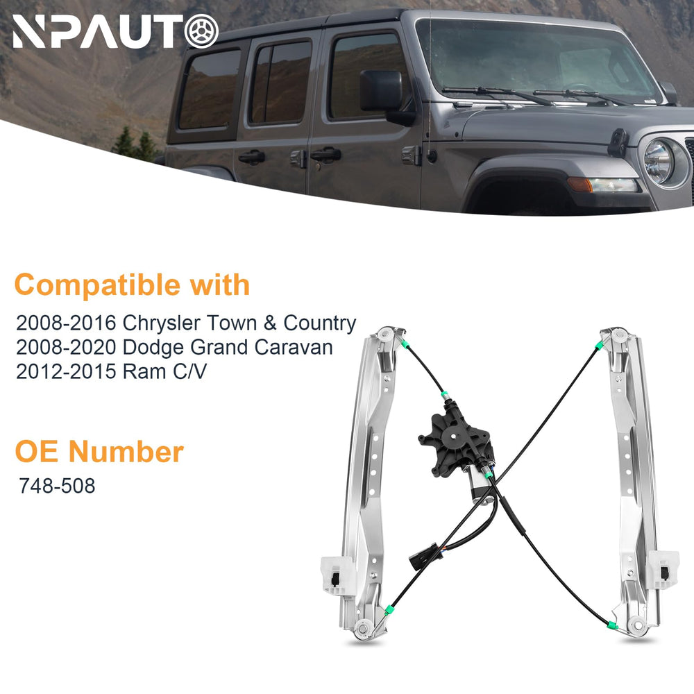 NP Auto Ram C/V front-left regulator with motor improves cargo van window control.
