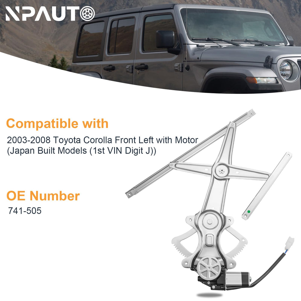 NPAUTO Toyota Corolla 03-08 regulator with motor enables reliable window action.