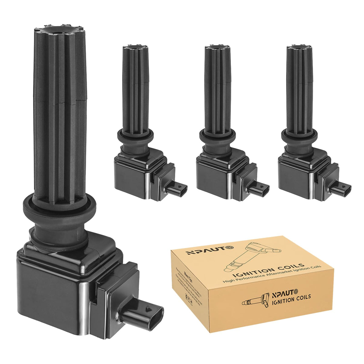 NPAUTO UF670 ignition coils pack shown from the front, highlighting consistent spark potential.