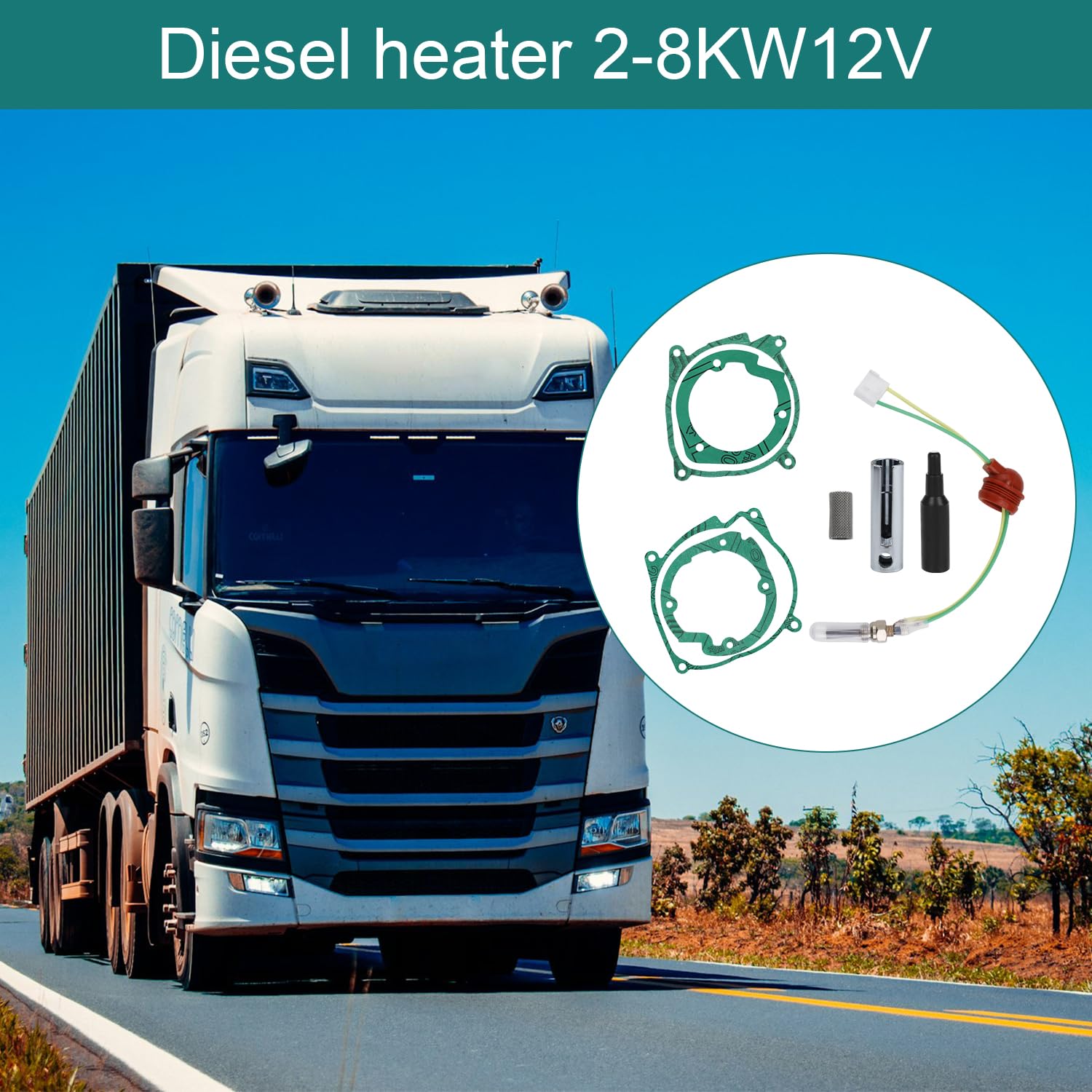 NQEUEPN diesel heater compatibility label for 2kW, 5kW, and 8kW models