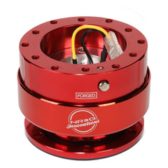 NRG Innovations SRK-200RD-TI red body close-up highlights premium grip and bold styling.