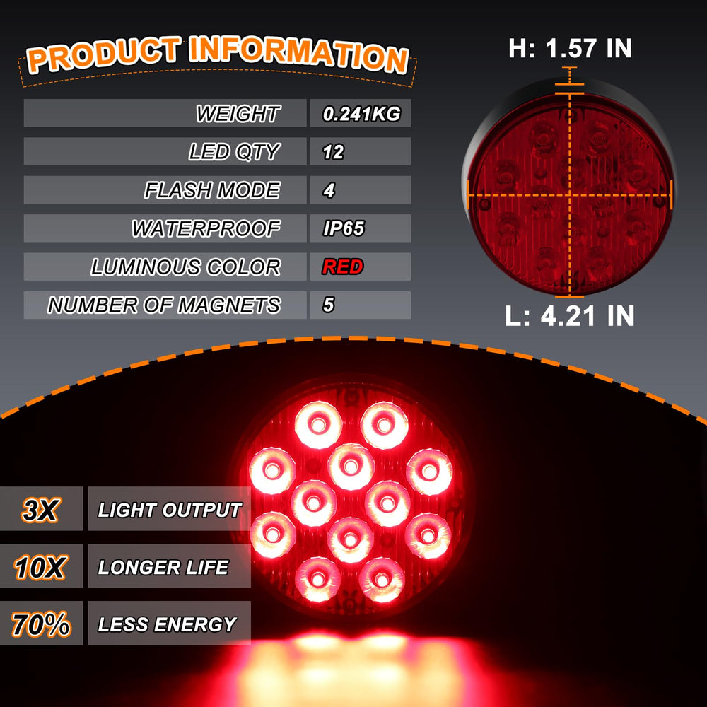 Nrgedzam LED red beacon light trailer use improves warning visibility in roadside operations.
