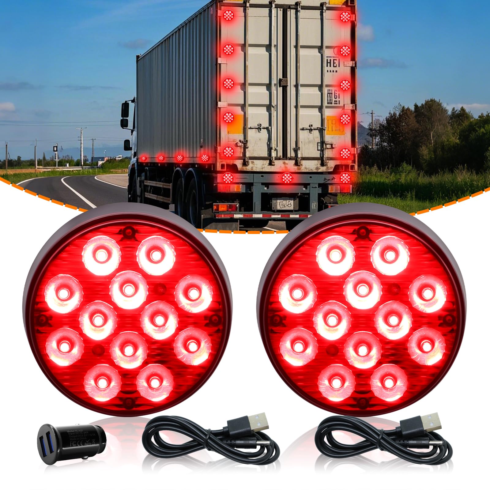 Nrgedzam magnetic red strobe light on roof mount provides high visibility and fast secure attachment.