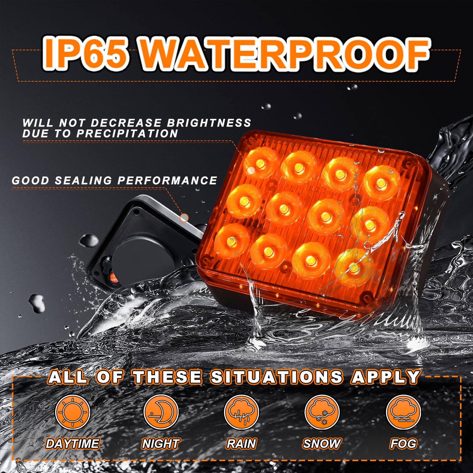 Nrgedzam waterproof strobe light withstands rain and snow for reliable warnings.