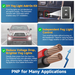 Extendable pigtail wiring harness for flexible fog light installation
