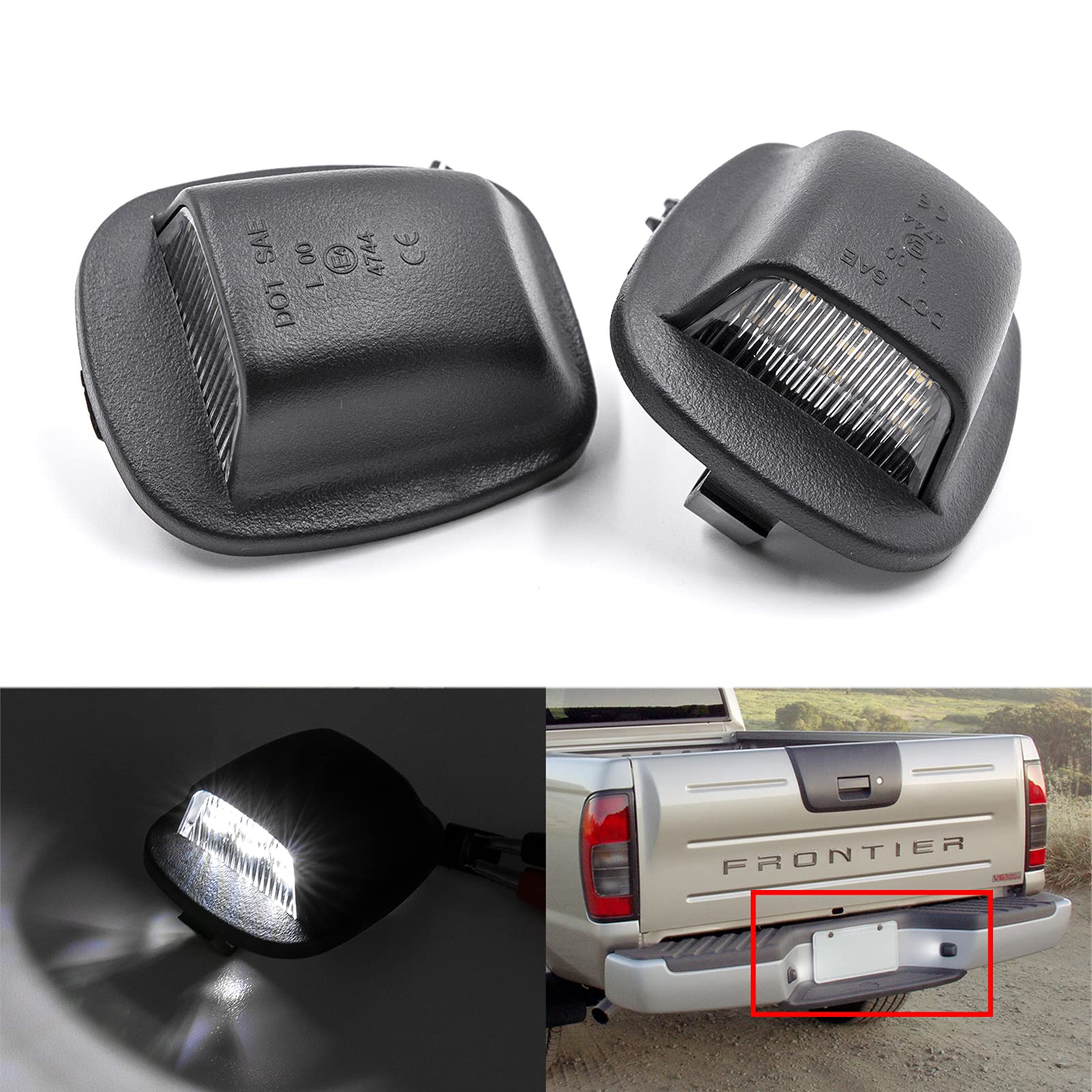 NSLUMO LED license plate lights close-up showing 12 SMDs for bright night visibility