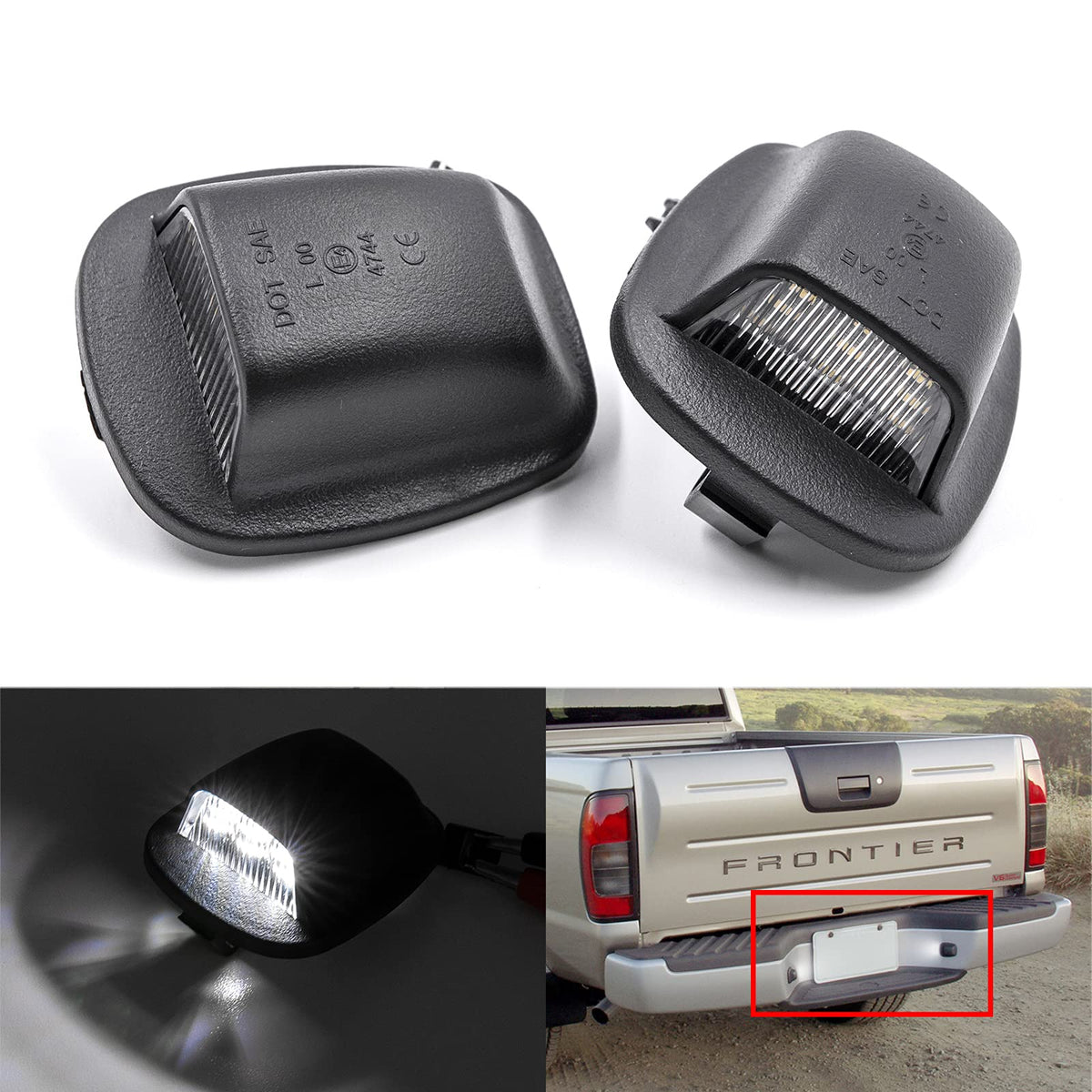 NSLUMO LED license plate lights close-up showing 12 SMDs for bright night visibility