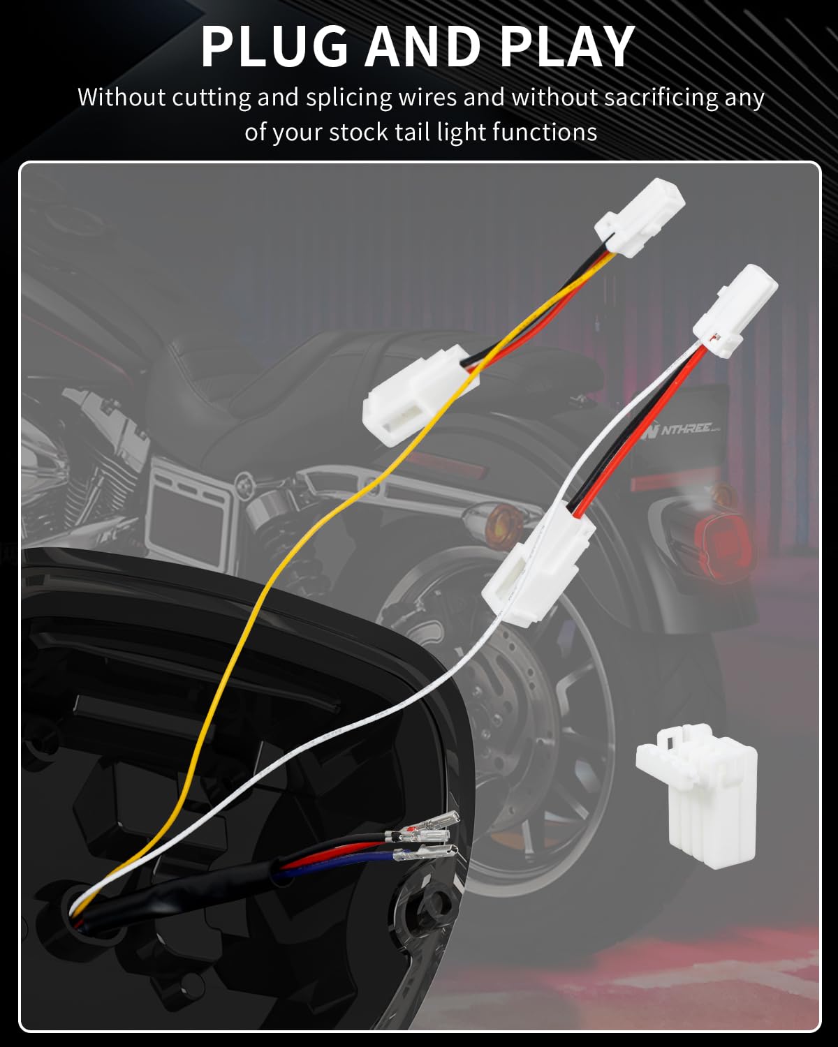 Plug and play NTHREEAUTO taillight installation on Harley Dyna