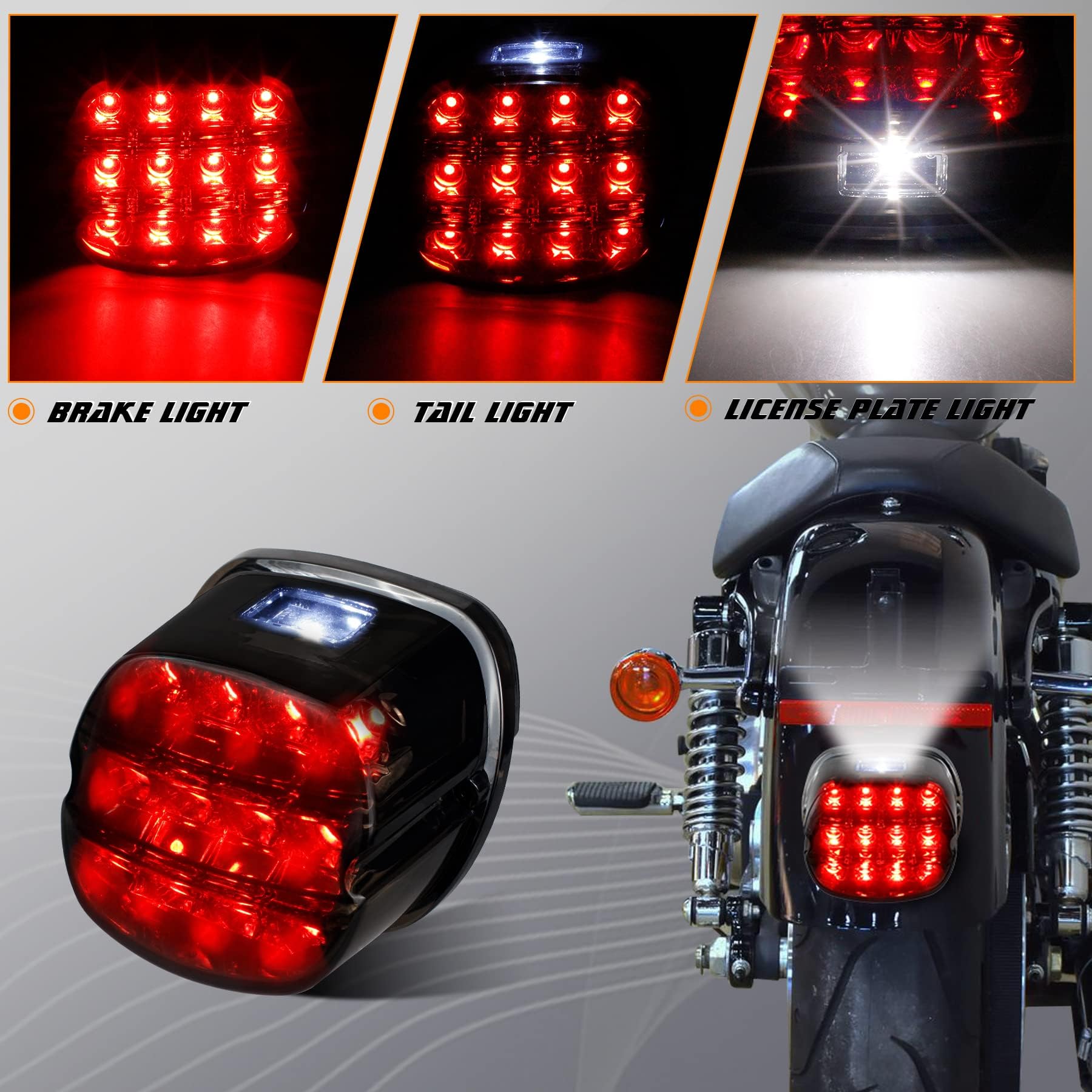 NTHREEAUTO smoked LED tail light on Harley Fat Boy combining durability and bold styling